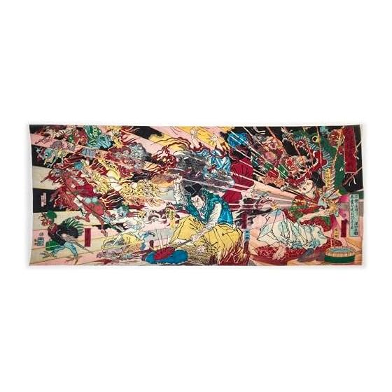 Ukiyo-e Tenugui Towel: "Meikyo Washikon" by Kawanabe Kyosai (New Edition), 100% Cotton, Premium Japanese Tokka Fabric, Fine Threads, Intricate