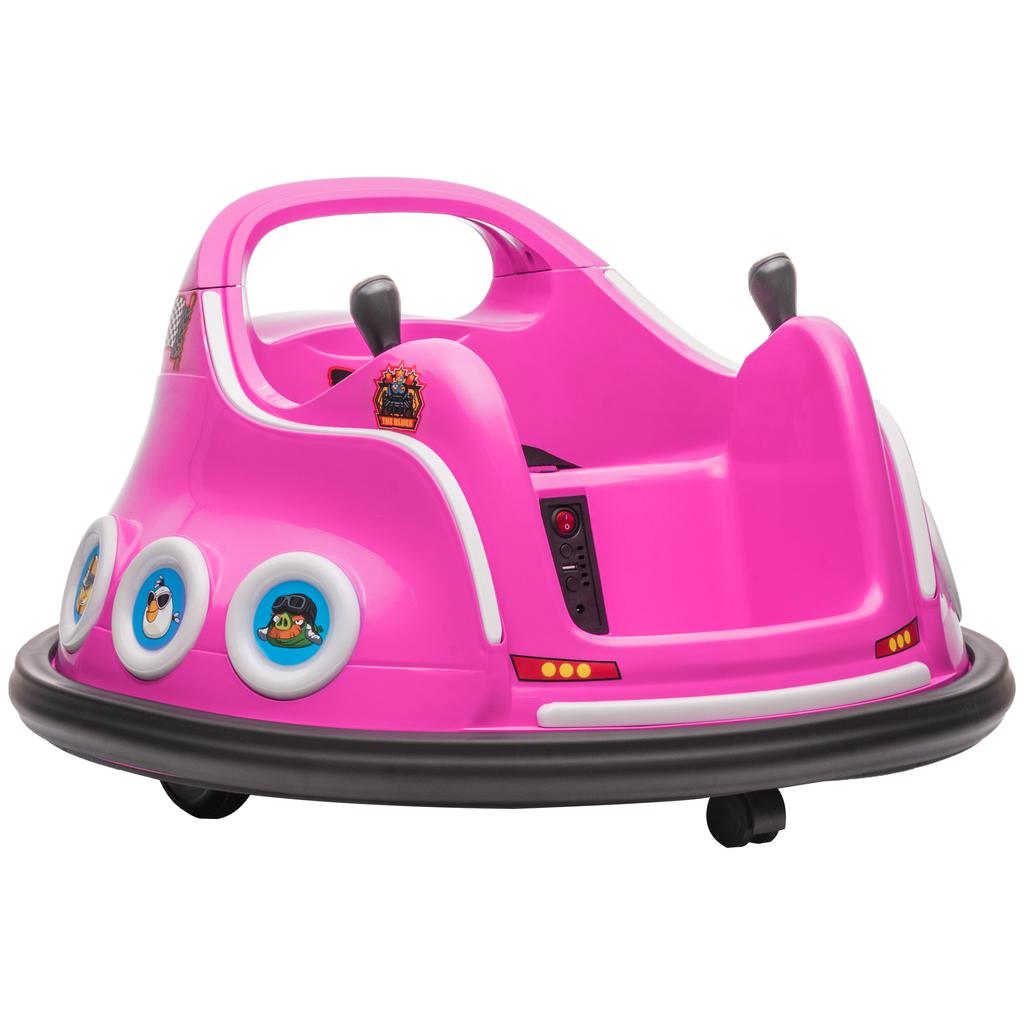 Angry Bird Licensed Waltzer Car, 12V Kids Bumper Car W/ Joysticks, Remote, Music LED Lights, Pink