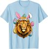 Lion Wearing Easter Bunny Ears Graphic Tee Cotton Short Sleeve Crew Neck Casual T-Shirt