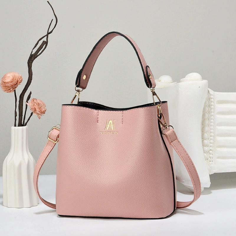 

Women s Minimalist PU Leather Bucket Bag, Large Capacity Top Handle Crossbody Shoulder Purse with Adjustable Strap