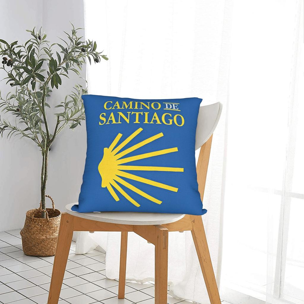 Camino De Santiago Square Pillow Cases Shells The Way Film Cushion Cover Novelty Decorative Pillowcase For Living Room 18"