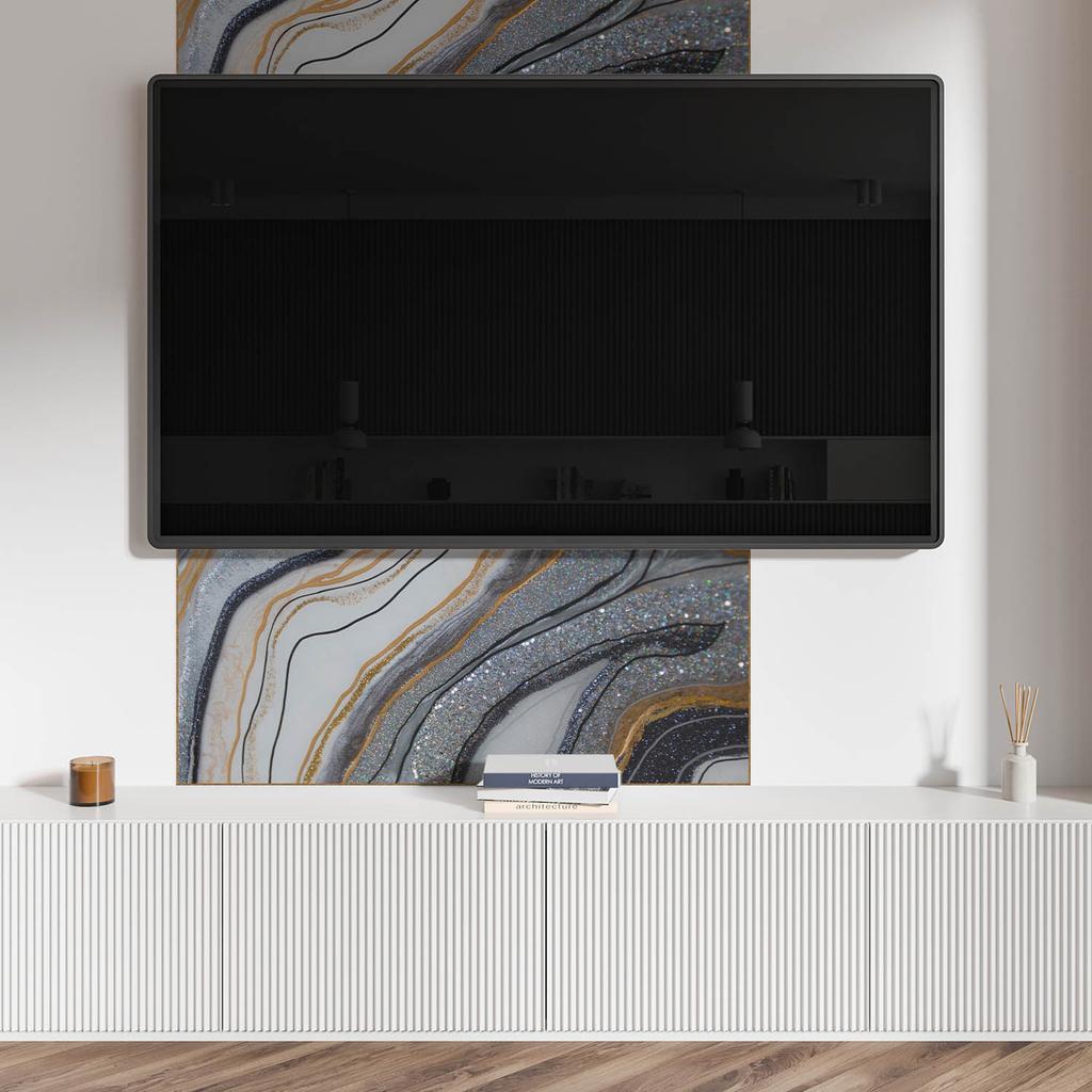 Self-adhesive Vinyl Wall Covering with Graphics for the Kitchen 100x50 cm Abstract Waves with Glow