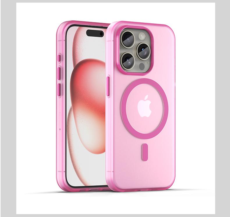 

Роскошный магнитный чехол для беспроводной зарядки Magsafe для iphone 16E 16 15 14 13 12 11 Pro Max Plus Противоударный матовый бампер из ТПУ For iphone 16 розовый