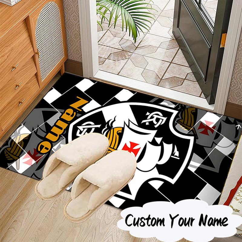 Custom Name Vasco da Gama Crest Rug for Living Room, Game Rooms, Office, Bedroom, Floor Mat Playful Design, fan gifts Christmas decor