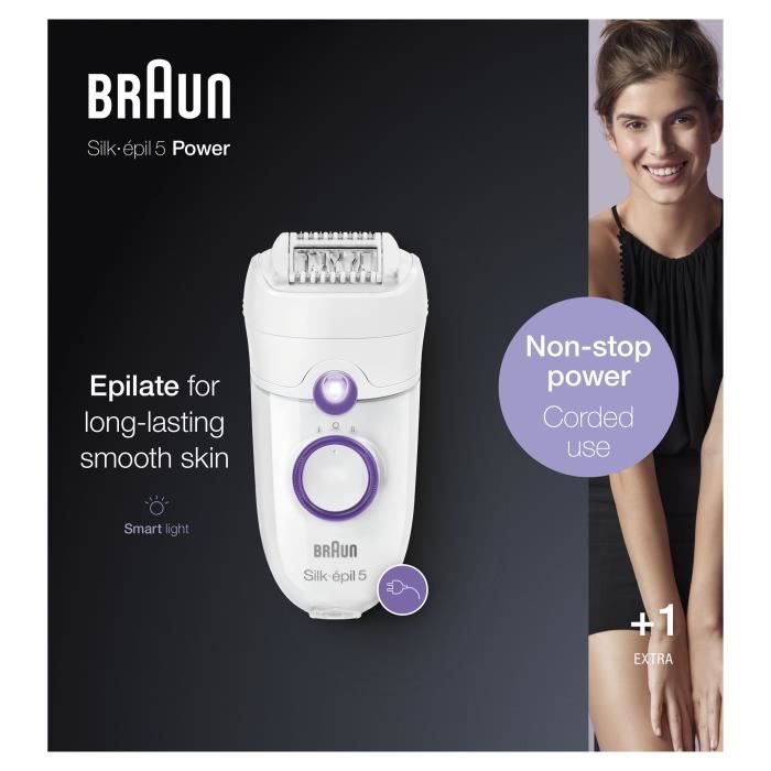 Épilateur Électrique - BRAUN - SE 5-505P - 2 Vitesses - Blanc