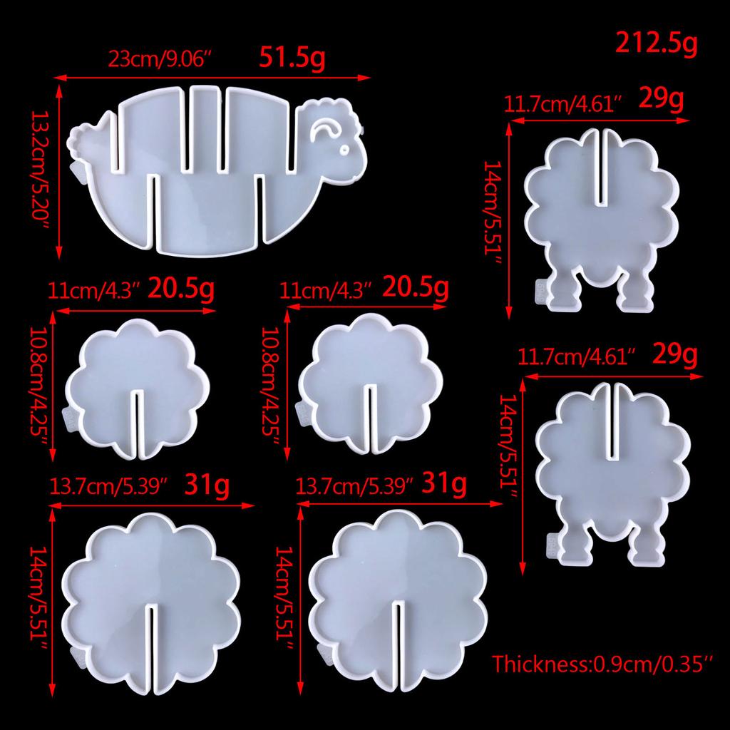 1 Set Animal Sheep Coaster with Storage Rack UV Crystal Epoxy Mold Cup Mat Pad Resin Silicone Mould DIY Crafts Mold