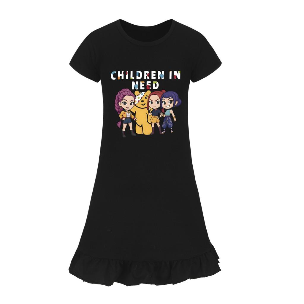 5103 Kids Girls Mira Zoey Rumi Printed Ruffle Short Sleeves Casual Dress