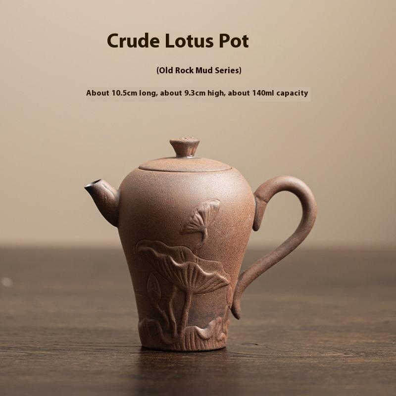 

Coarse Pottery Old Rock Mud Curved Lotus Pot Household Retro Kung Fu Tea Set Single Pot Bubble Teapot Tea Infuser Tea Kettle