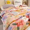 Nordic Style Plant Printed Flannel Blanket Thickened Multi Functional Cover Fleece Blanket Warm Sofa Cover for Office Nap