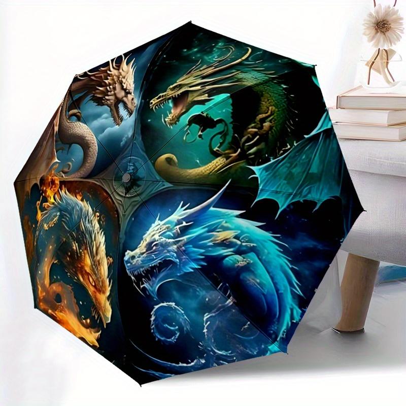 1pc Composition of Fire Water Earth and Air Dragons Automatic Opening and Closing Umbrella - Suitable for Various Occasions, Outdoor Activities, Light