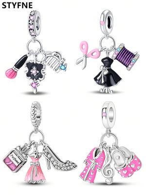 Charms Plata Copper Colors Women'S Skirts High Heel Handbags Beads Pendant For Original Bracelet For Women Diy Jewelry Love Gift