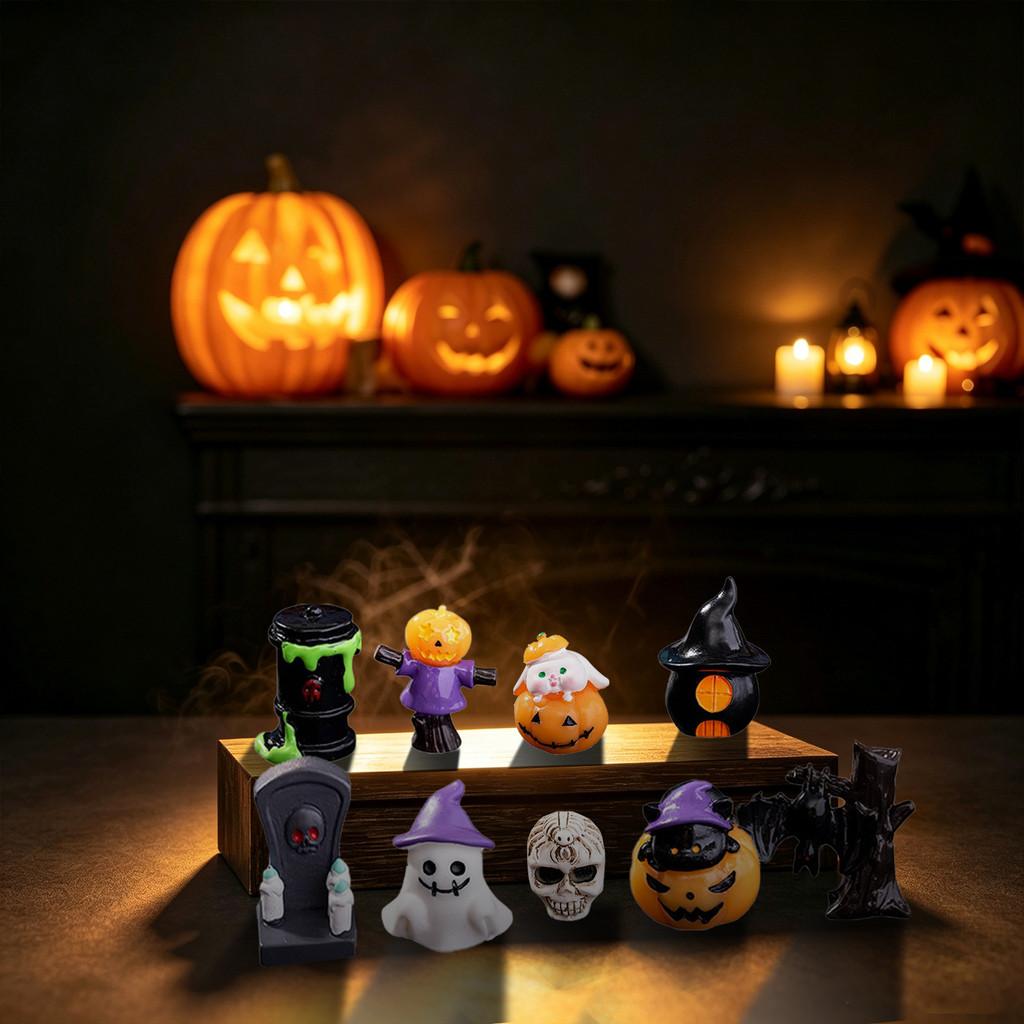 Halloween Skeleton Ghost Pumpkin Resin Figurines Set For Party Decor And Gift Giving