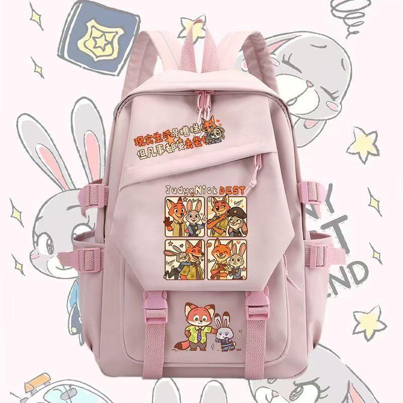 Crazy Animal City Animation Peripheral Judy Nick Fox Elementary School Bag Men'S And Women'S Casual Large Capacity Backpack