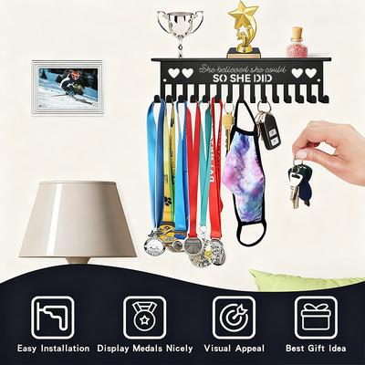 Medal Hook Display Rack Wall-Mounted Awards Storage Holder Key Holder Suitable For Football, Basketball, Sports Enthusiasts