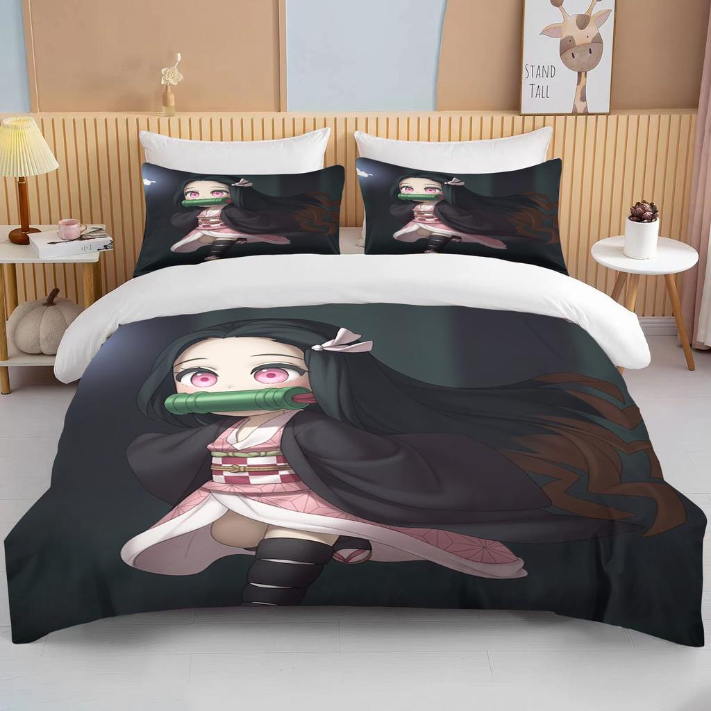 Nezuko Kamado ložní souprava Anime Demon Slayer Povlak na přikrývku Přikrývka Povlečení Single Twin Full Queen Size 3d Děti Dívka Chlapci dárek