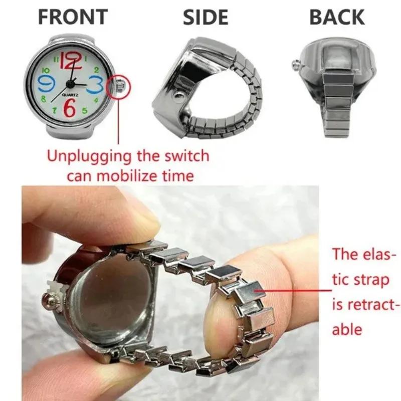 1 Pc Women Men Fashion Mini Ring Watch Vintage Personalized Quartz Finger Watch Rings Jewelry Gifts Accessories