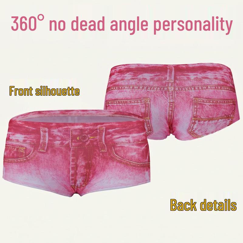 Women's Milk Silk Printed Denim Boyshorts - Comfortable, Breathable, Elastic, Sexy Shorts