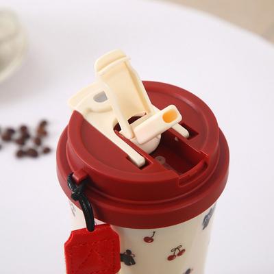 Caneca de Água Fofa 550ml Dupla para Beber Grande Capacidade Copos de Plástico à Prova de Vazamento Corda para Transporte Caneca de Café Estudante