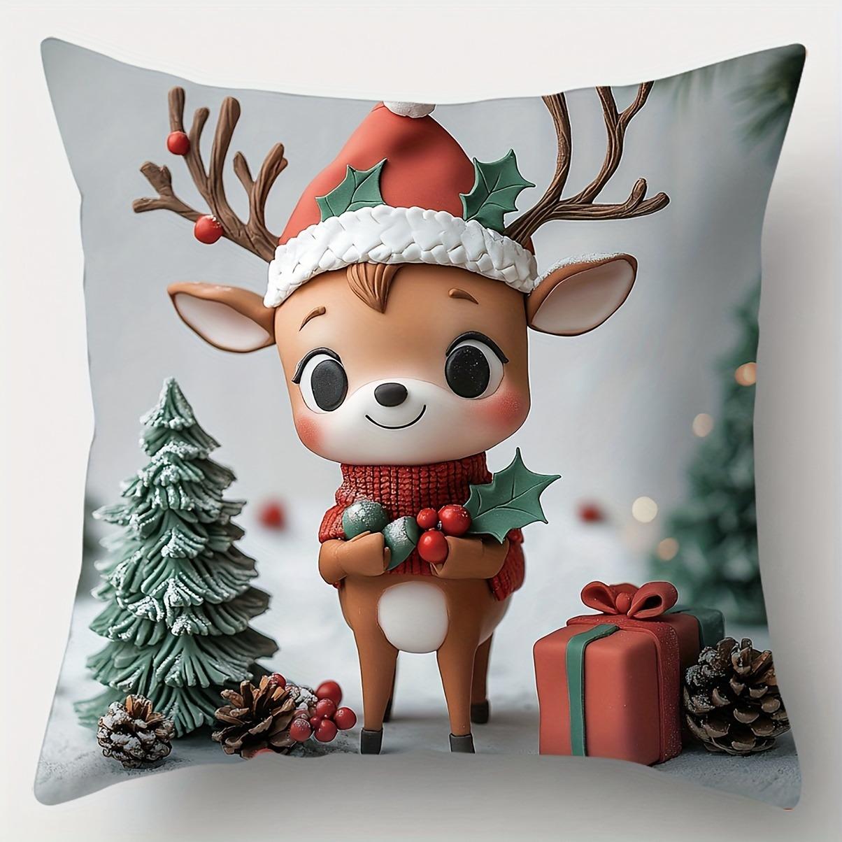 

Домашний Декор Рождественская Тематика Милые Животные и Снеговик Узор Подушки Наволочка Подходит Для Дивана Спальни Автомобиля Наволочка 40x40cm