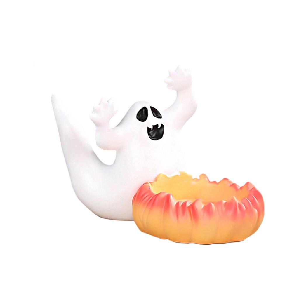 Spooky Halloween Resin Witch Bat Jack-O -Lantern Tealight Holder Table Centerpieces for Home Party Holiday Decorations