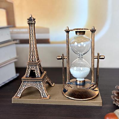 Eiffel Tower Hourglass Decor Mini Sand Timer Desktop Ornament  with Vintage Paris Landmark Design for Home and Office