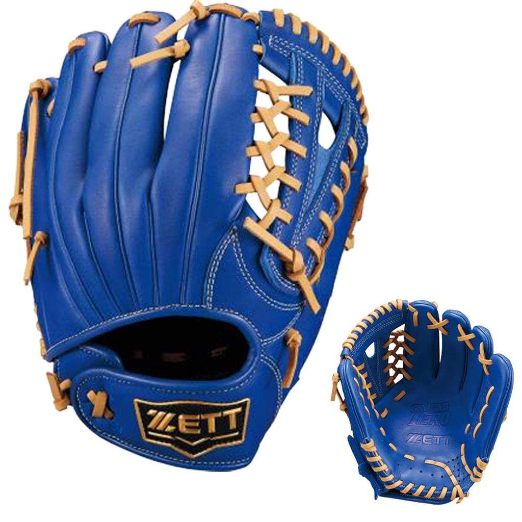 ZETT Youth Softball Ground R Brown Size BJGB76555F Glove, Hero, All-Around, Blue/P (2532), L,
