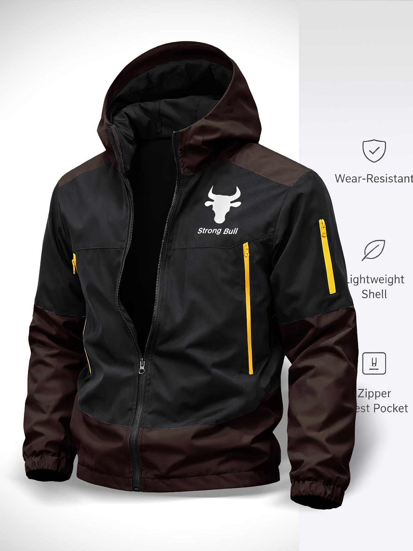 Herren Winddichte Kapuzenjacke - Vielseitig, Locker Geschnitten, Lässig, Sport, Arbeitskleidung für Frühling/Herbst Medium kaffeebraun