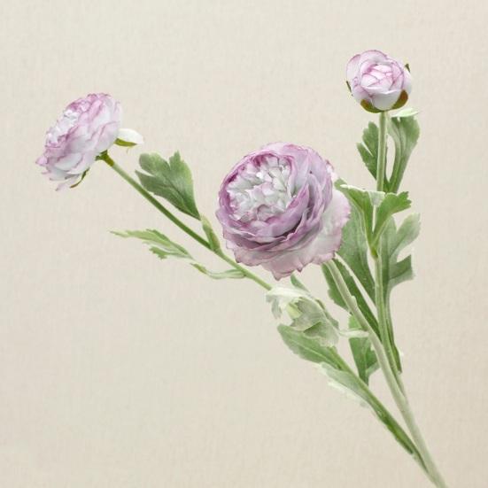 Artificial Ranunculus Flower Fake Silk Persian Buttercup Flower 3 Heads Vintage Faux Ranunculus Arrangement for Home Wedding Table Centerpieces