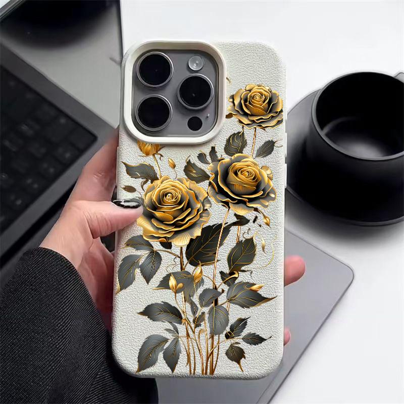 

Чехол для телефона с золотистым цветочным узором и текстурой из кожи для iPhone 16 Pro 15 14 13 12 Pro Max, ударопрочный матовый тонкий однотонный мягкий чехол из ТПУ с защитой от падений iPhone 11 бежевый