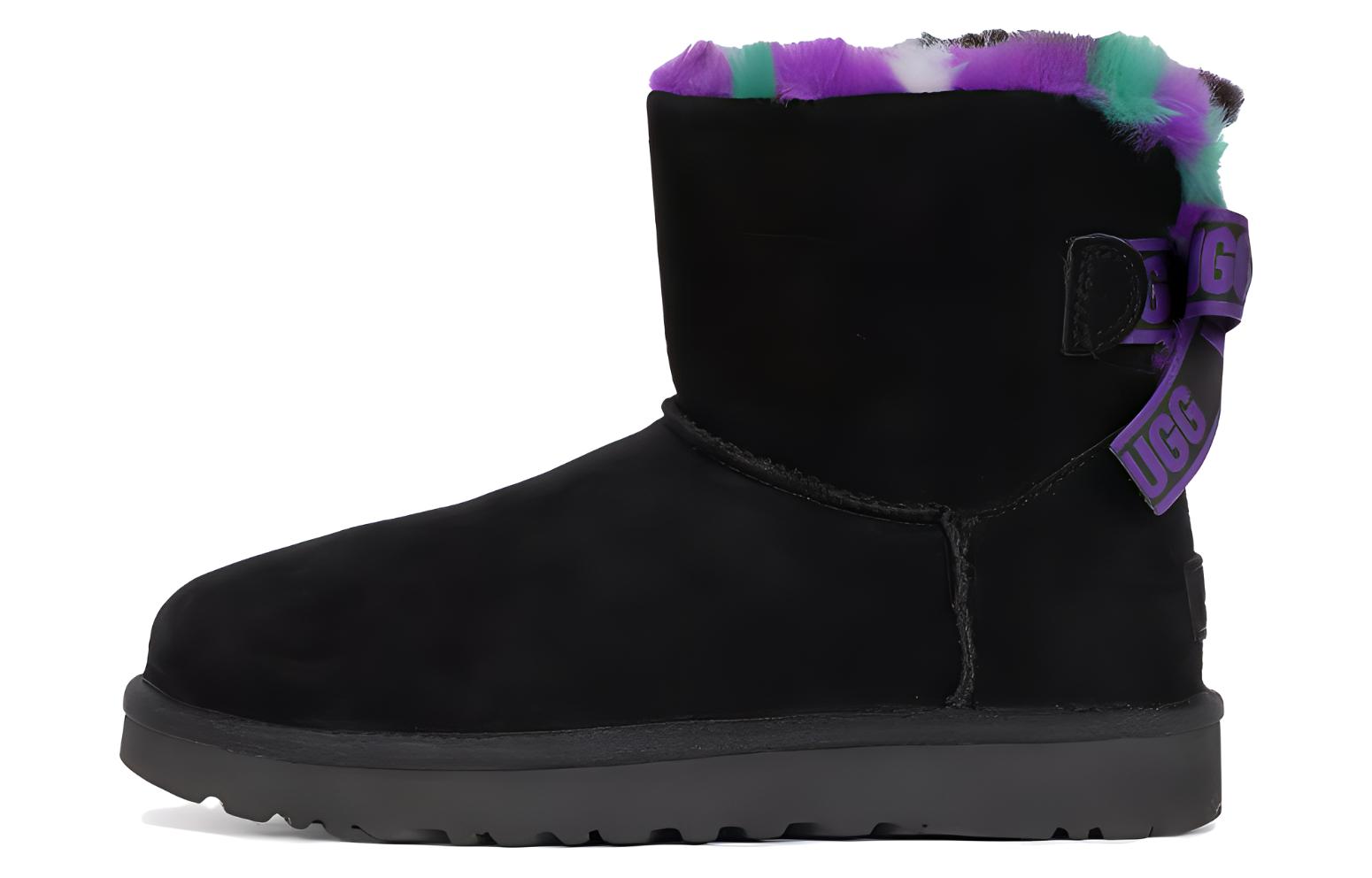 Женские ботинки UGG Mini Bailey Bow в клетку Черный Фиолетовый 1130594-BLK 36