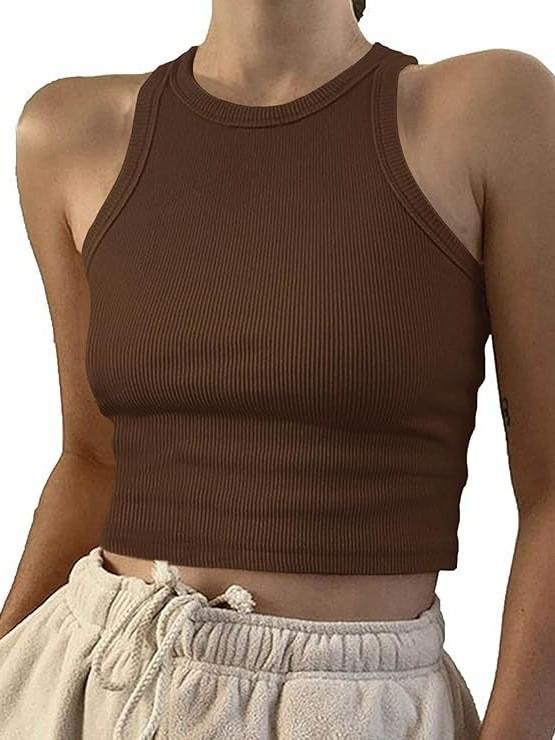 European & American Women's Spring/Summer Ribbed Sleeveless T-shirt Vest