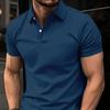 New Men's Casual Solid Colour Buttons Short-sleeved T-shirt Beaded Ground Small Twill POLO Shirt Men