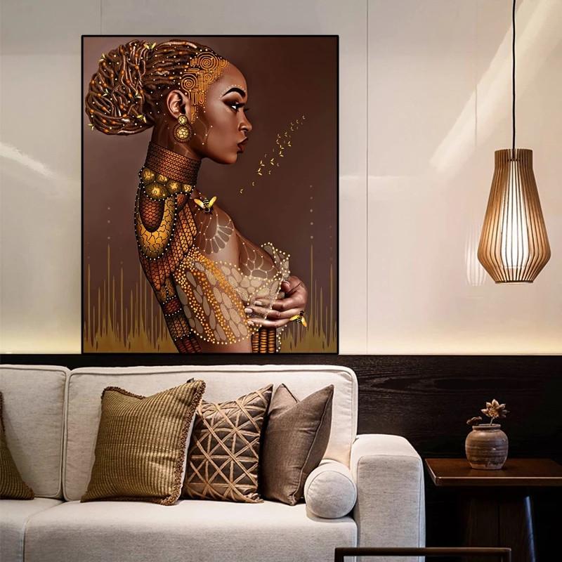 Modern Sexy African Black Women Canvas Paintings Wall Art Decorative Pictures Prints Poster Living Room Home Decoration Painting