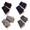 Soft Acrylic Fingerless Gloves Fleece Lining Stretch Knit Mittens For Cold Weather Daily Use Indoor Writing Handwear