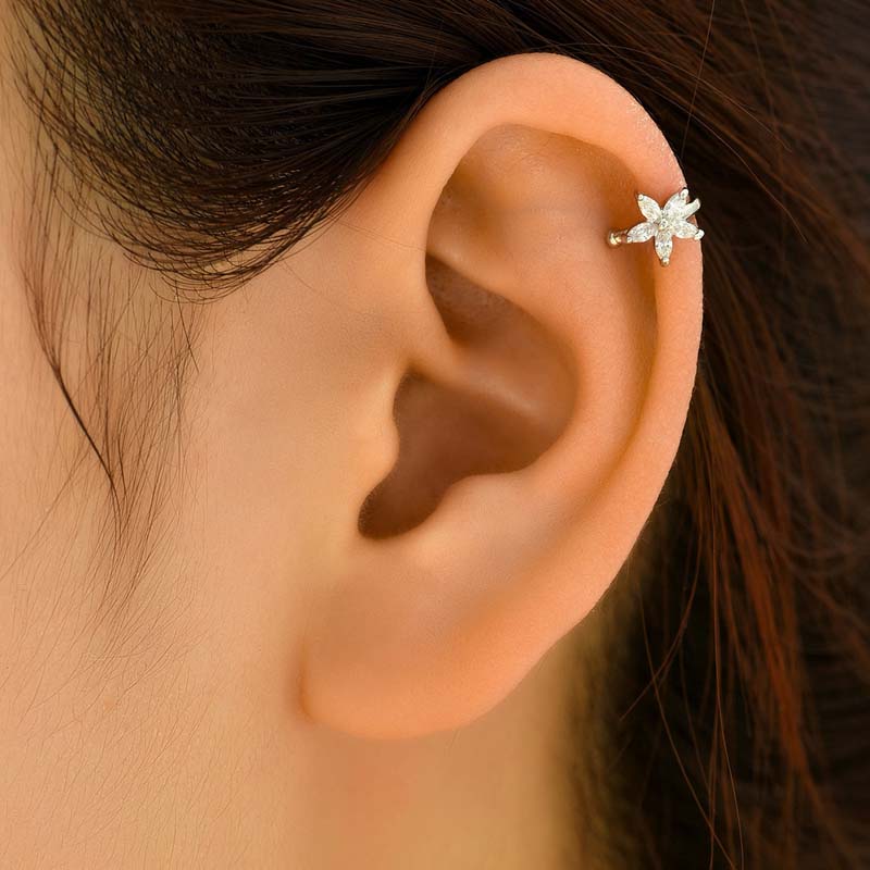 

1Pcs Fashion Gold Color Leaf Shaped Clip Earrings for Women Simple Metal Non-Piercing Cartilage Ear Cuffs Zircon Gift