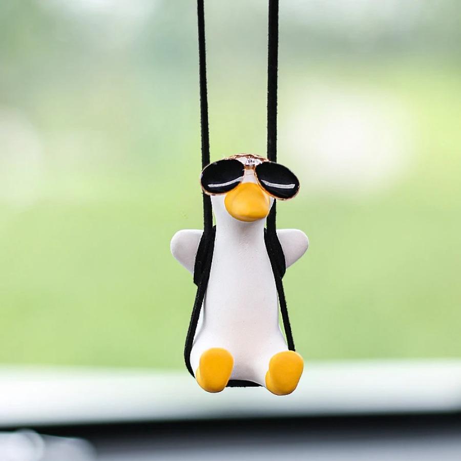 Adorable Duck Car Ornaments for Women, Tire Swing Interior Mirror Pendant
