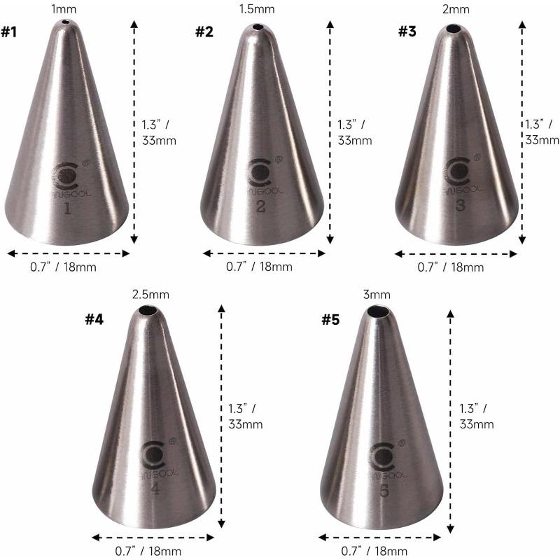 

5Pcs Stainless Small Round Icing Piping Nozzles Writing Pastry Nozzle Confectionery Cream Cake Decorating Tools серебряный