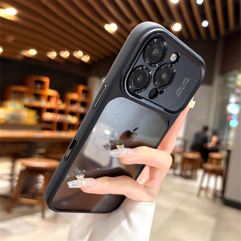 Luxury Frosted Frame Armor Transparent Phone Case For iPhone 17 16 15 14 Pro Max Matte Metal Lens Protection Acrylic Back Cover