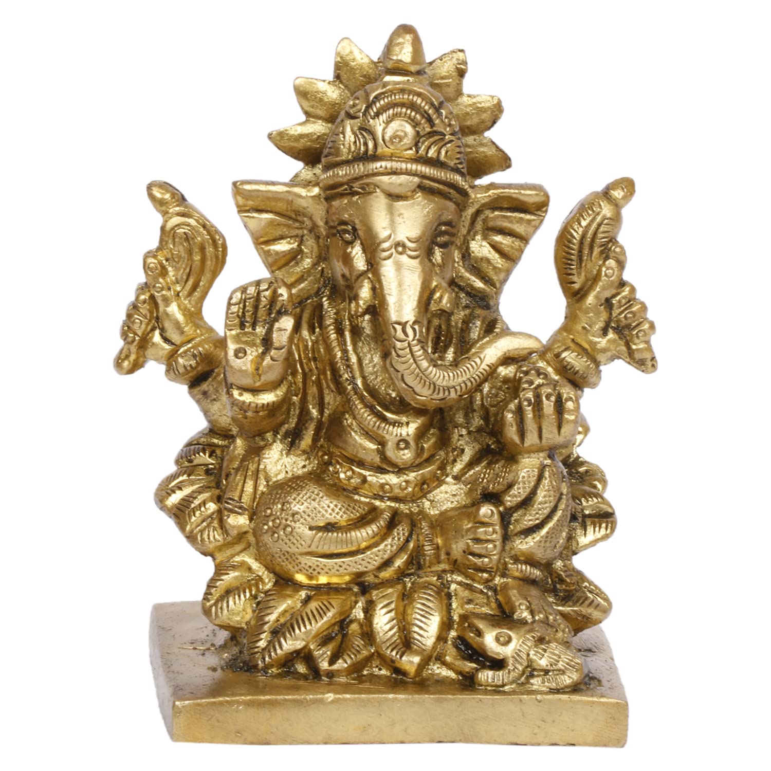 

Lord Ganesha Bhagwan Sitting On Lotus Ganesh Ganpati Ji Figurine, Brass Idol