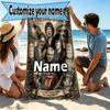 Custom Name Personalized British Rock Band Print Beach Towel, for Trip Camping Beach Party Home Decor, Birthday Gift for Family & Friends