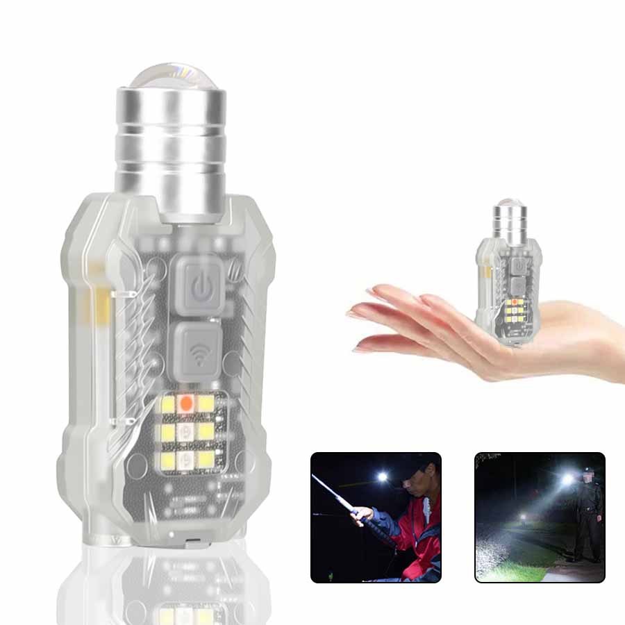 Mini LED COB Keychain Flashlight 3 Light Sources USB Rechargeable Flashlight Emergency Torch Outdoor Portable Pen Clip Lantern