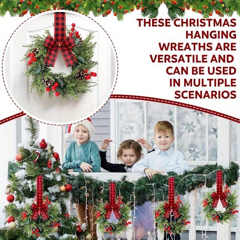 1/2PC Christmas Artificial Red Berries Wreath Ribbon Bow Red Pinecone   Indoor Outdoor Cabinet Wreath Door Wall Party Xmas Decor