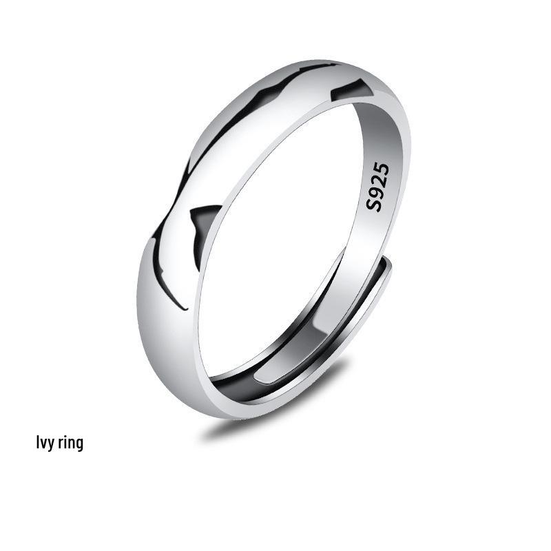 Men's Stackable Vintage Distressed Open Finger Smile Ring Anti-Thai Silver.