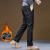 Winter Fleece Thick Casual Pants Men's Business Slim Fit Versatile Classic Trousers Medium Elasticity Formal Wear Wash Pants