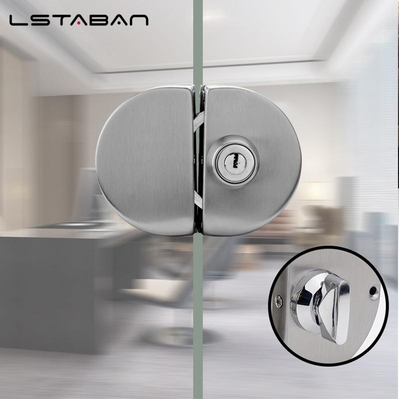 1 Set Double Open Glass Door Lock Stainless Steel Double Bolt Sliding Door Lock Office Glass Door Security Lock Home Hardware