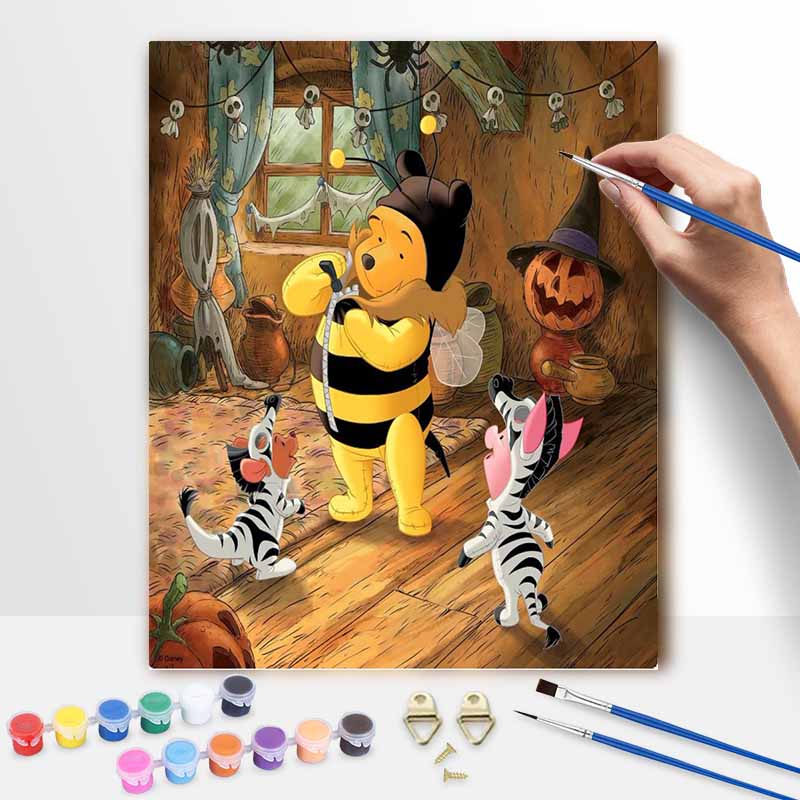 Disney Winnie the Pooh Bee Costume DIY Oil Painting Kits Hand Painting Home Decor Craft Gift Ideas Artistic Wall Art Decor Painting Set
