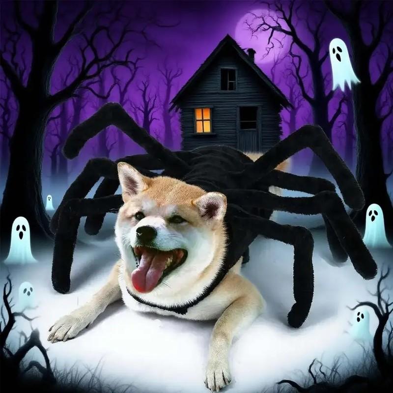 new arrival halloween black spider cosplay costume funny spider pet costume dress up for cat small medium large dogs pet