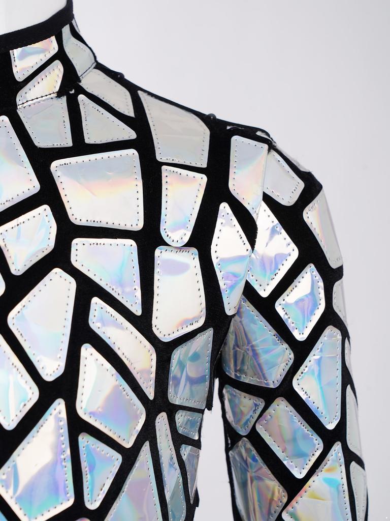 Sparkling Metallic Sequin Jumpsuit for Girls: Mock Neck Long Sleeve Keyhole Back Bodysuit for Gymnastics & Dance Shows