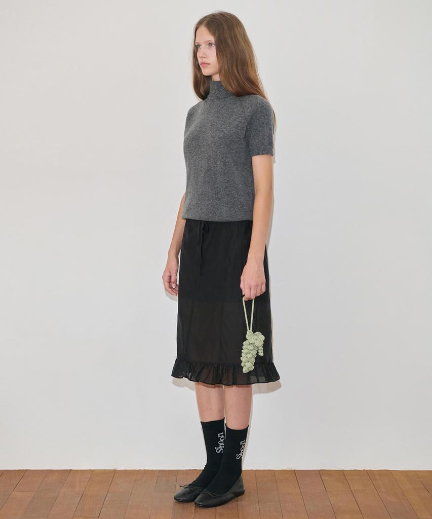 SINOON Rabbit Tie Half Sleeve Turtleneck Knit (Charcoal Gray)