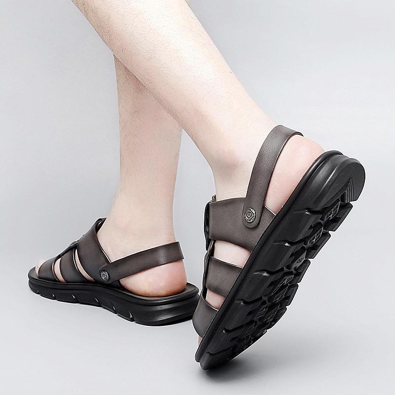 FashionNew Casual Comfort Sandals Summer Genuine Leather Men's Dual-use Sandals Man's Beach Vacation Shoes Soft Sole Non-slip Slippers